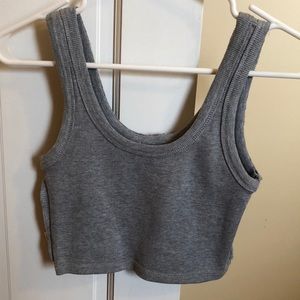 Gray Ribbed Crop Top